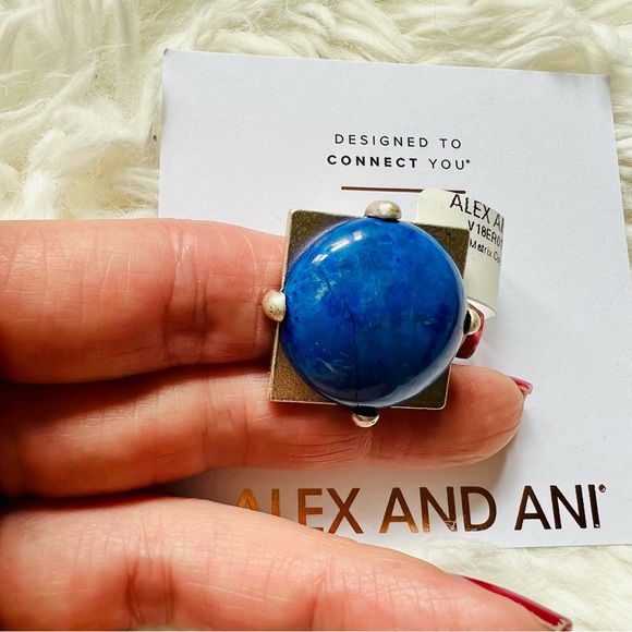 🎁NWT! ALEX-AND-ANI adjustable Cobalt Matrix Cocktail Ring! - Picture 3 of 5